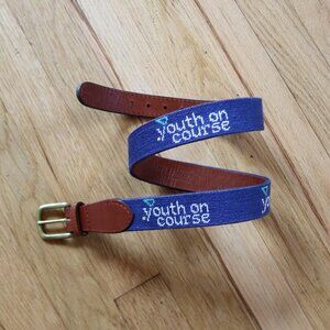 Smathers & Branson Men's 31 Navy Leather Belt Needle Point YoC Youth on Course